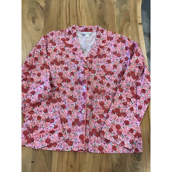 Garnet Hill Pajama Set Womens Sz Medium Floral 100% Cotton Tops Pants New no Tag - Picture 2 of 10